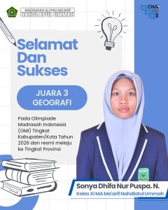Raih Juara 3 Geografi Olimpiade Madrasah Indonesia (OMI) Tingkat Kabupaten/Kota Tahun 2026
